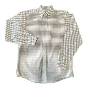 L.L. Bean white and green wrinkle resistant button down shirt size 15.25 - 34